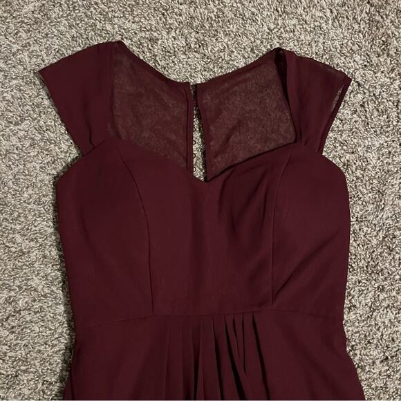 NWT BILL LEVKOFF Jessie Wine Chiffon Sweetheart Princess Bridesmaid Dress 2 - Picture 4 of 11